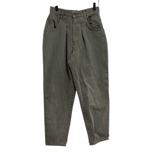 Jessie Jeanswear Vintage Green/Grey High-Waisted Pleated Tapered Jeans 12